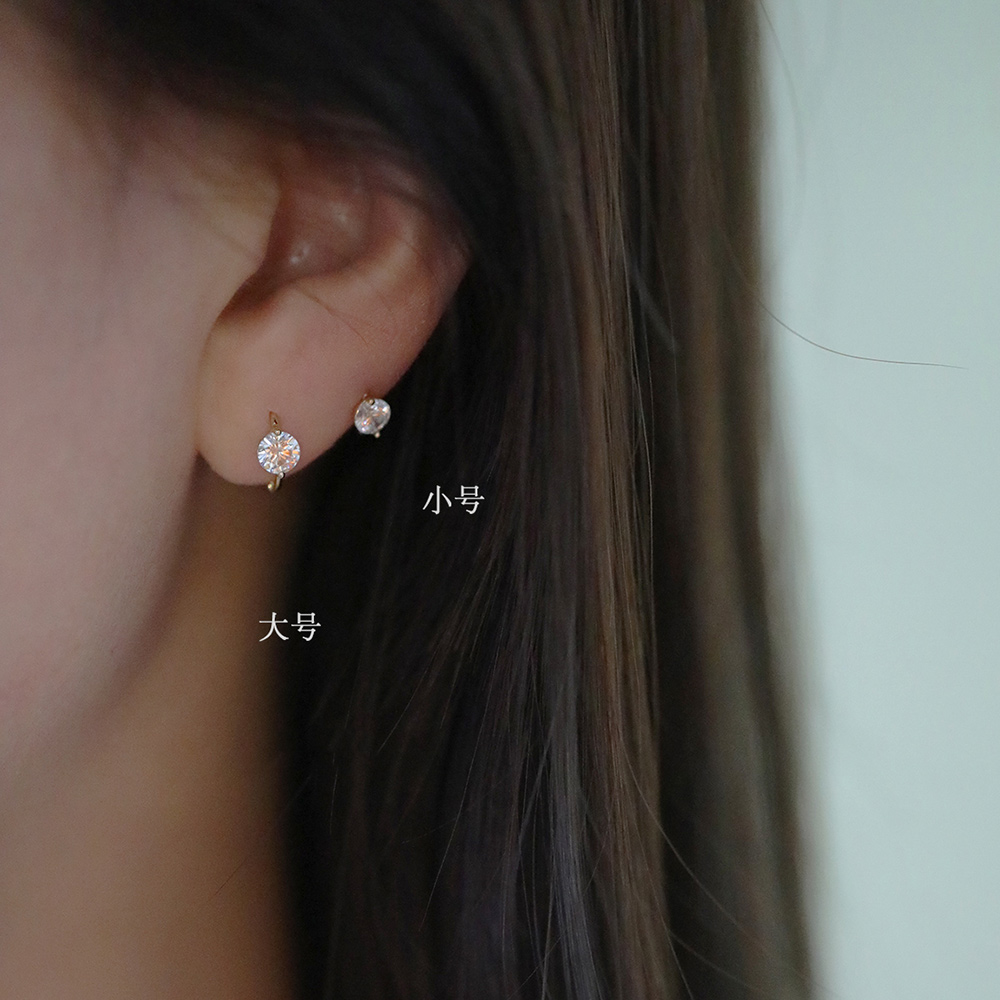9K gold 2-prong diamond simple ear hoops and ear bone hoops