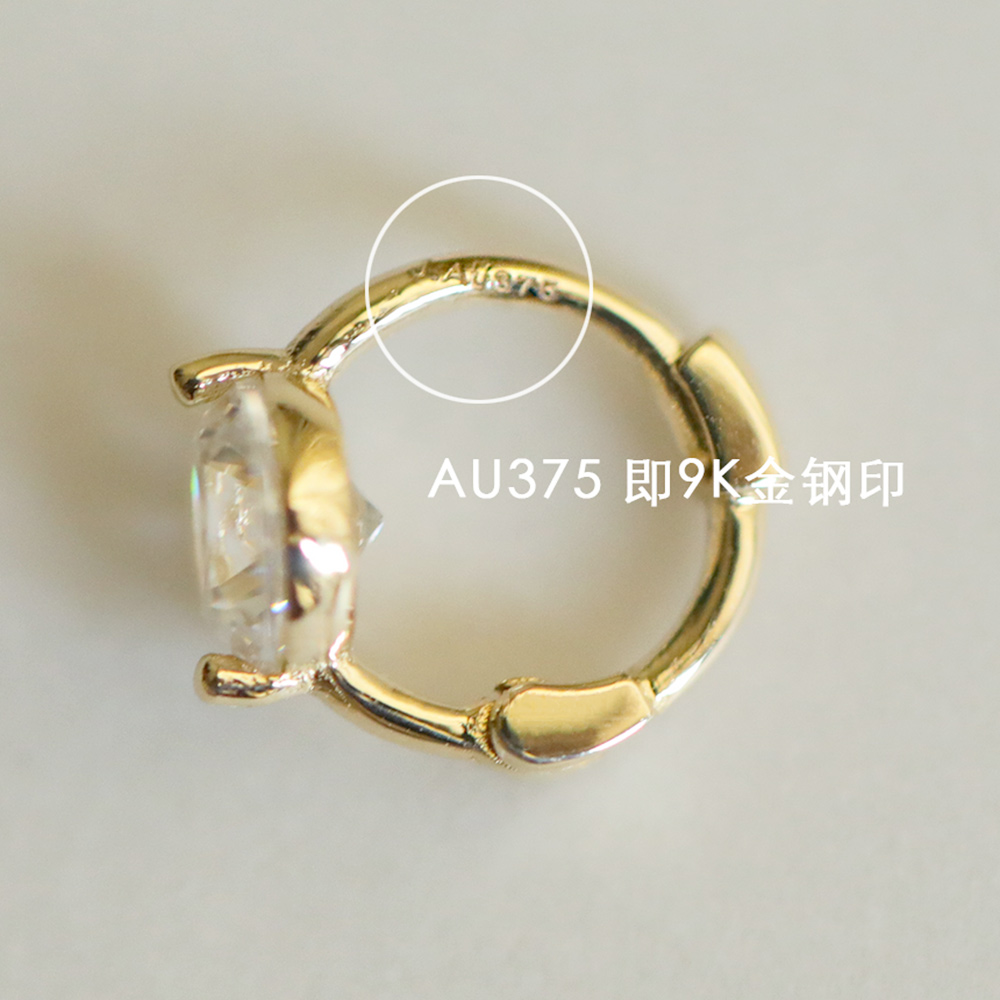 9K gold 2-prong diamond simple ear hoops and ear bone hoops