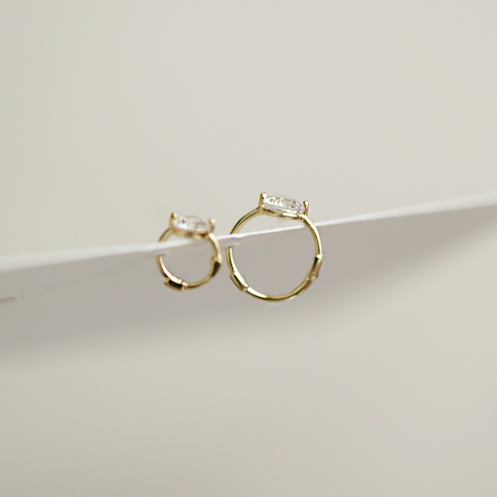 9K gold 2-prong diamond simple ear hoops and ear bone hoops