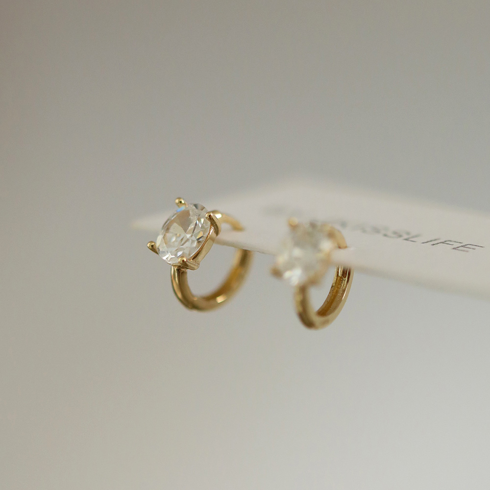 9K gold oval diamond ear buckles