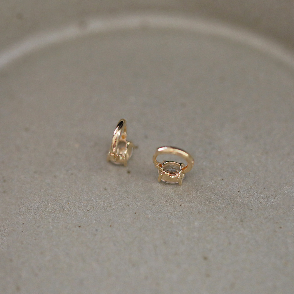 9K gold oval diamond ear buckles