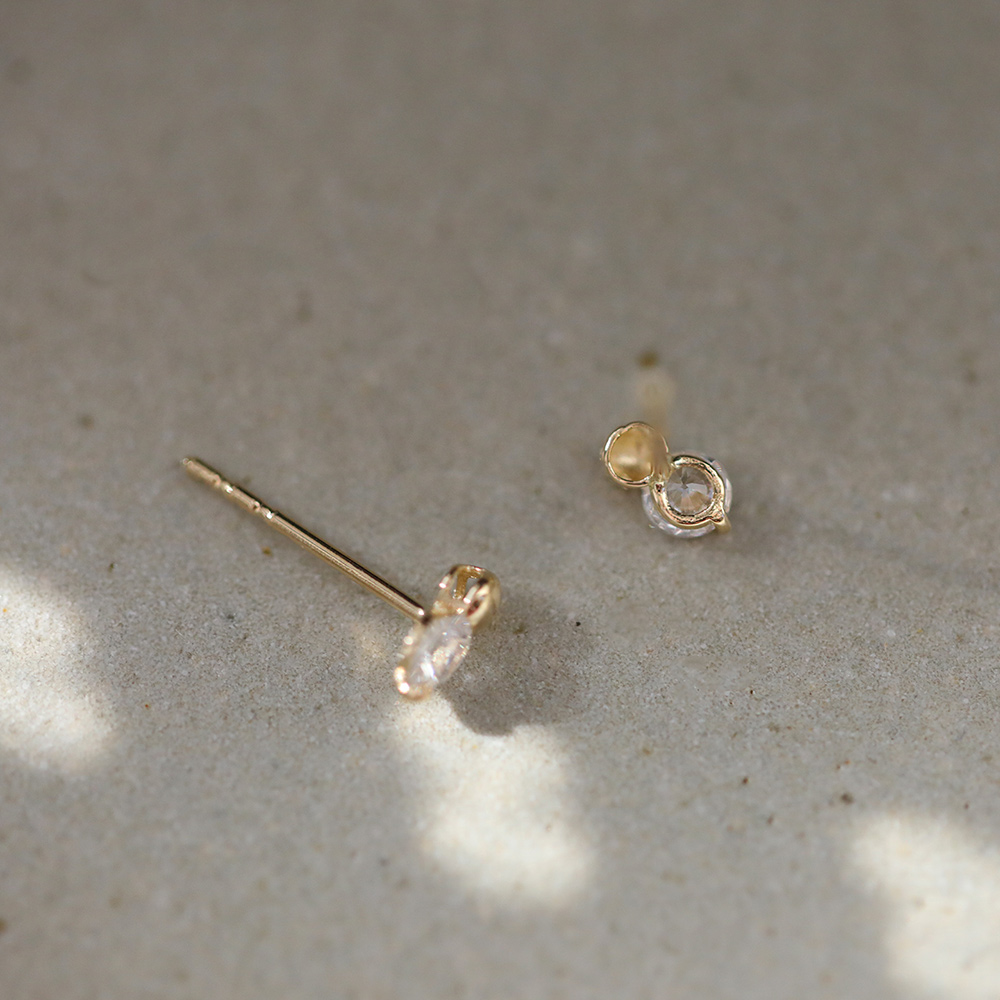 9K gold mini cute little gold bean stud earrings