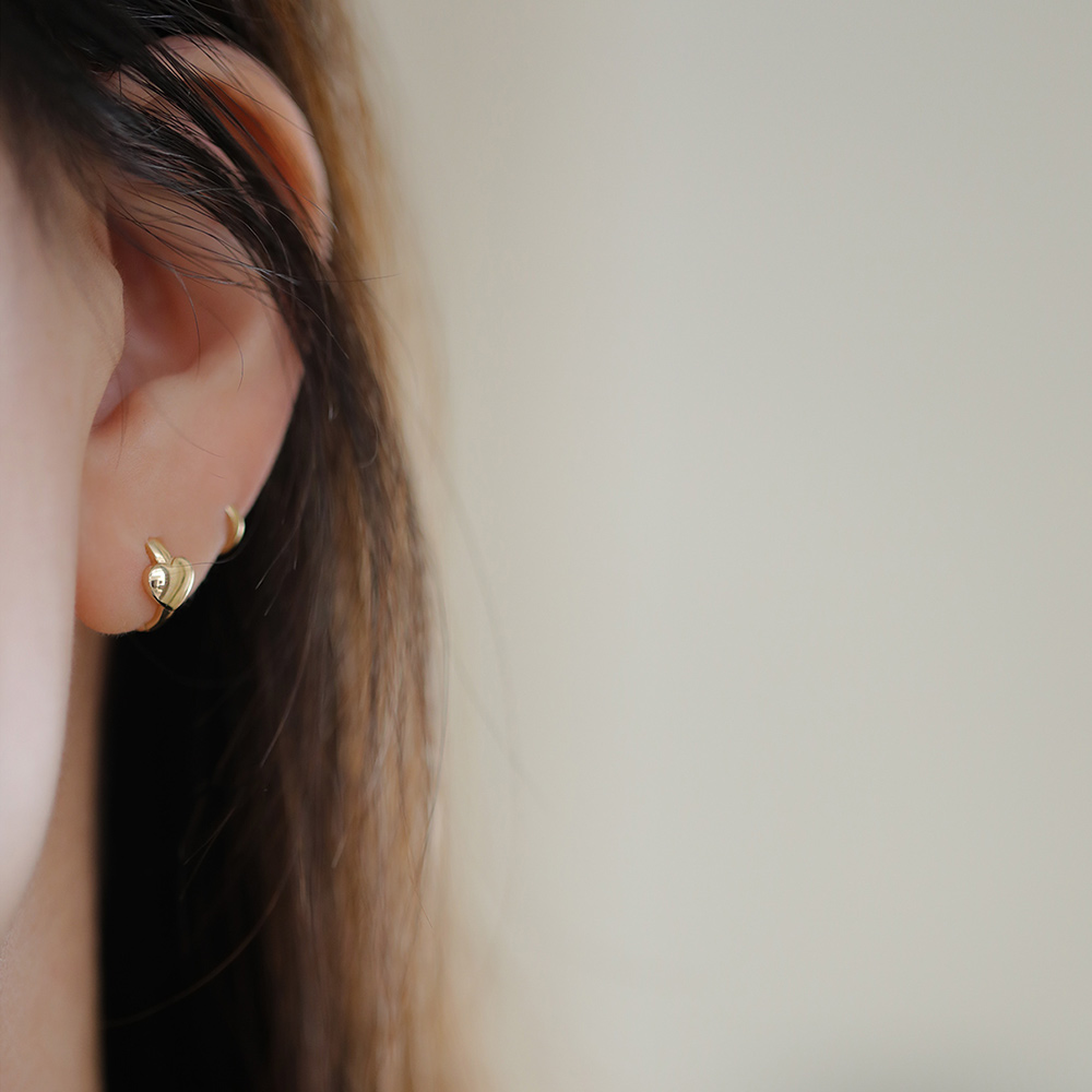 9K gold sweet heart plain gold ear buckles