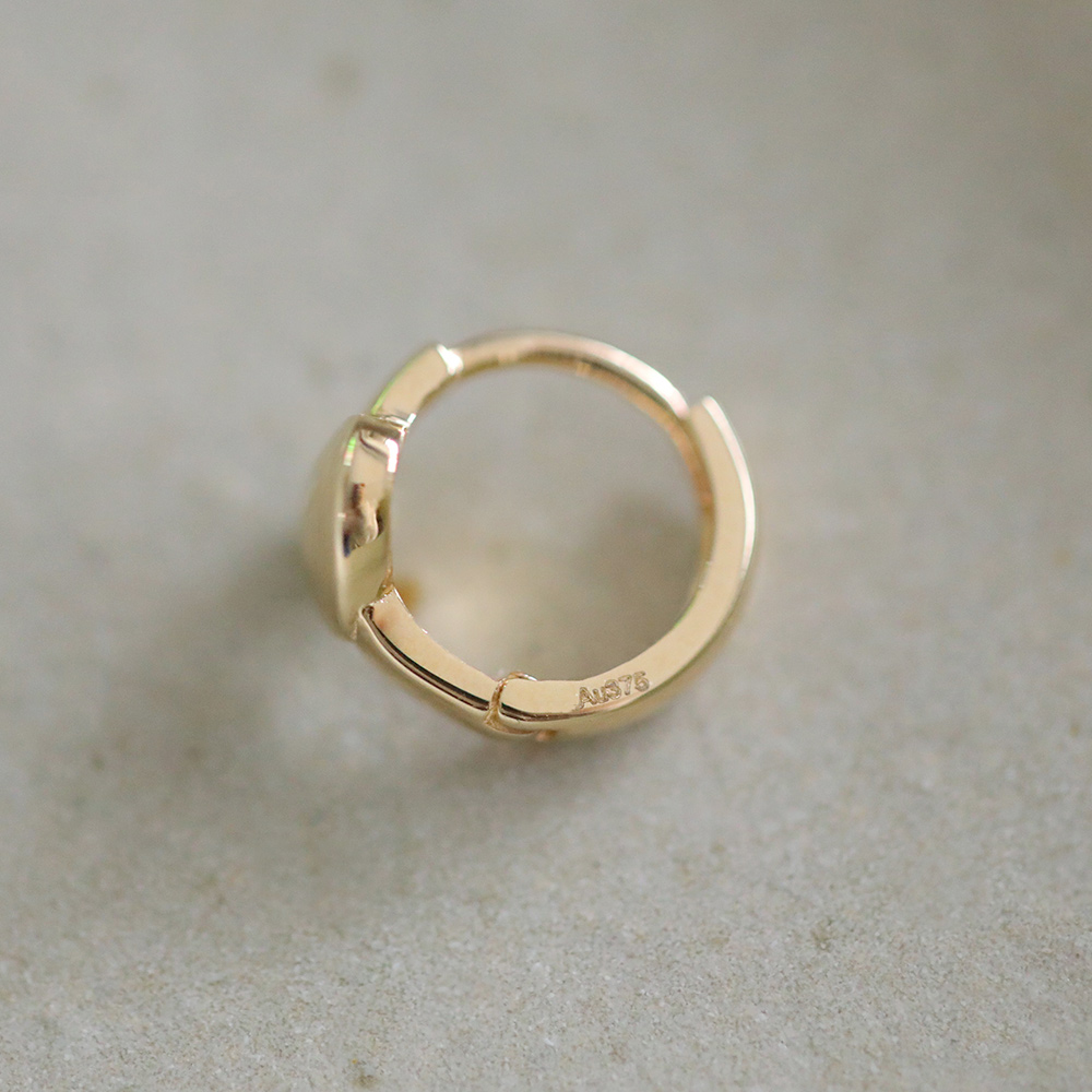 9K gold sweet heart plain gold ear buckles