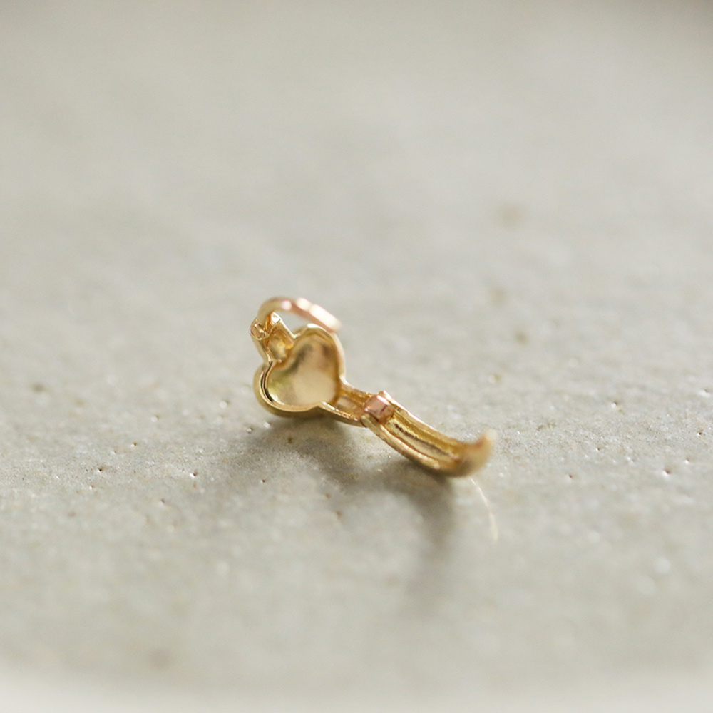 9K gold sweet heart plain gold ear buckles