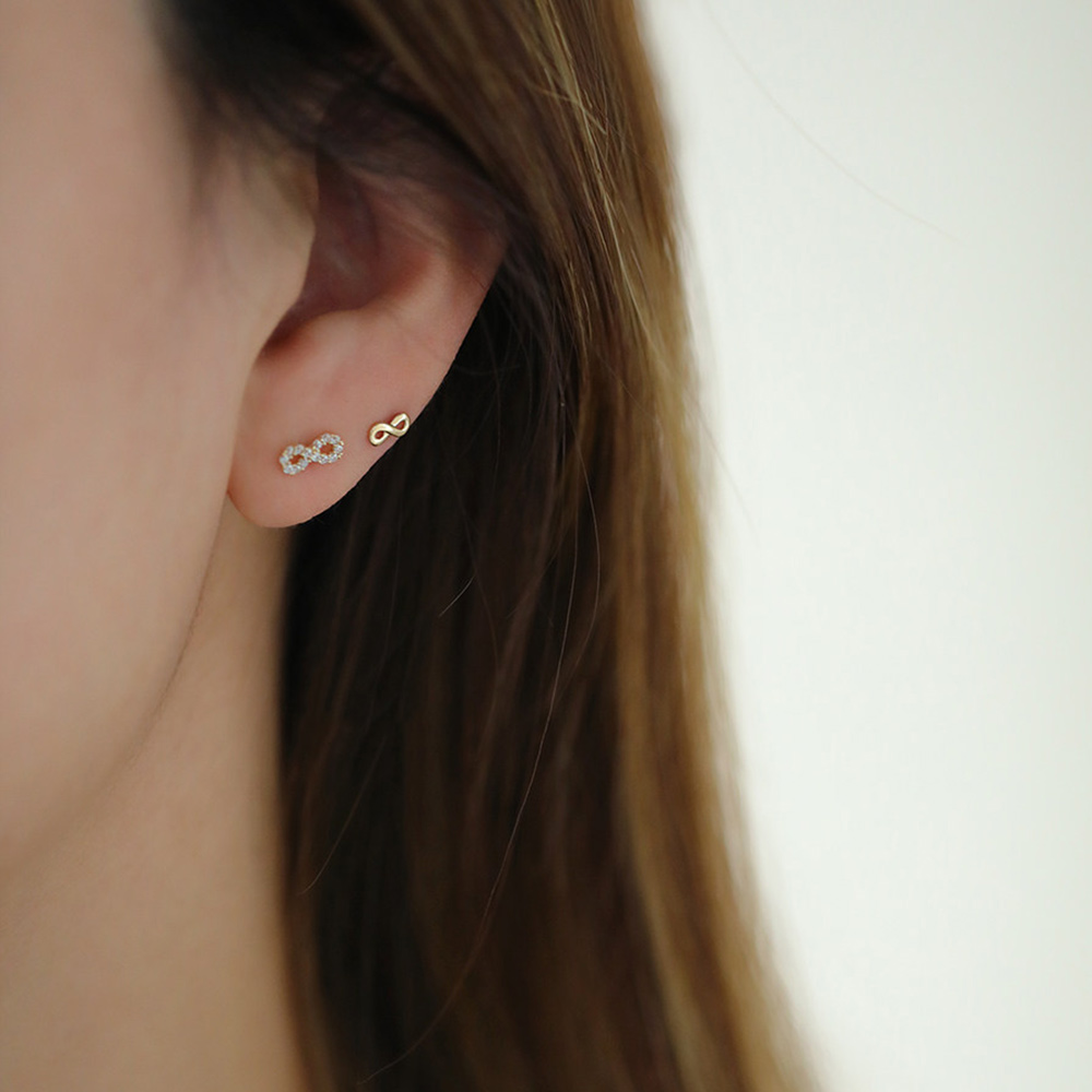 14K gold Infinite Love eternal 8-shaped stud earrings