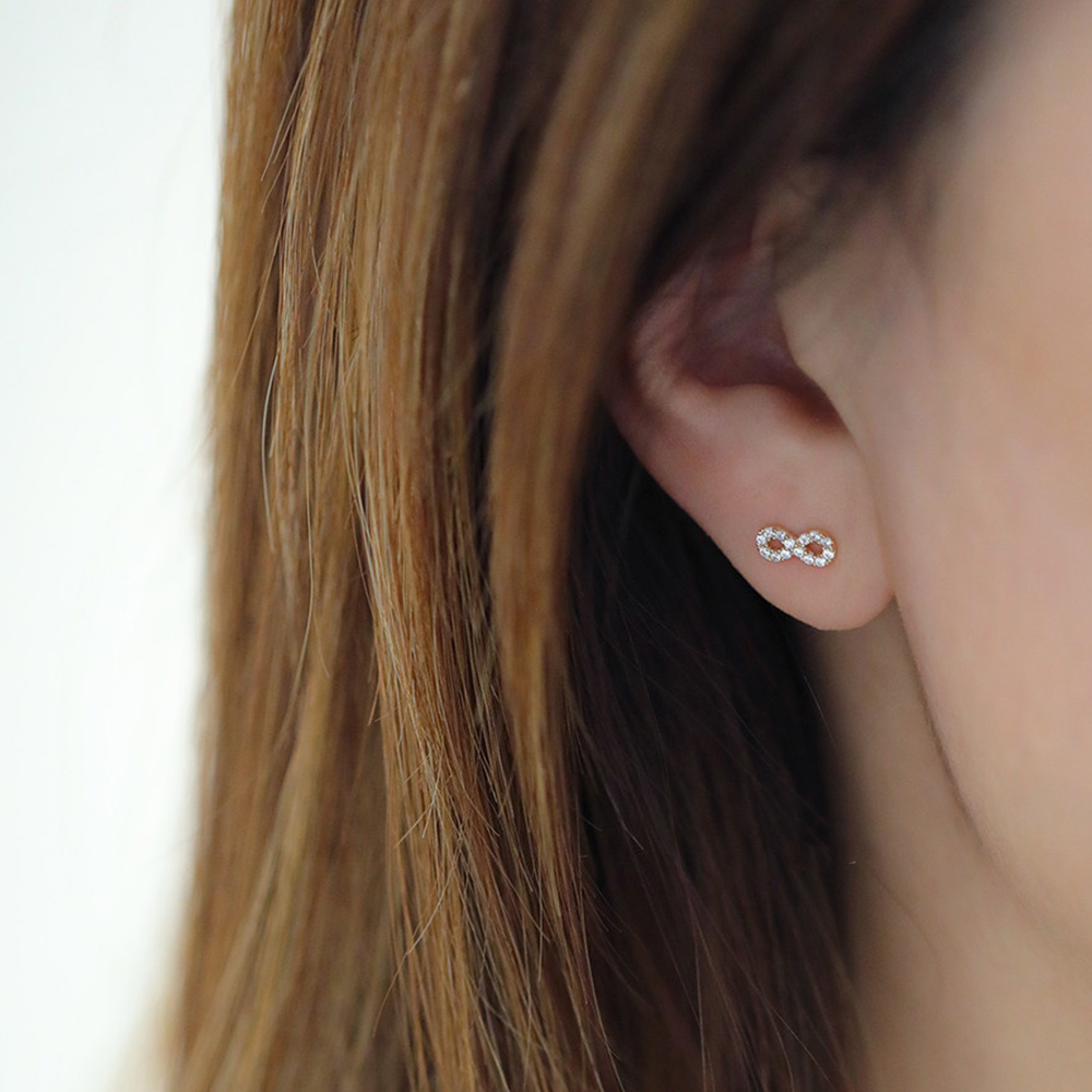 14K gold Infinite Love eternal 8-shaped stud earrings