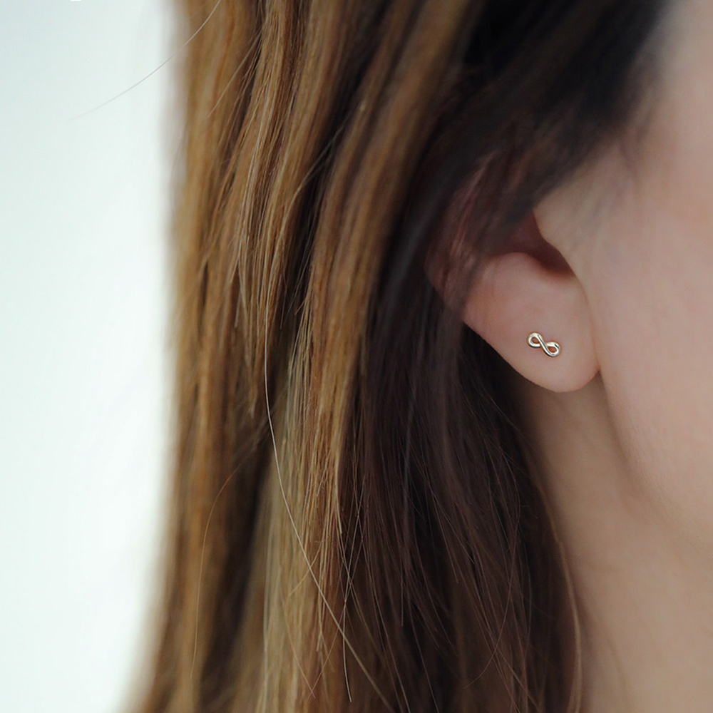 14K gold Infinite Love eternal 8-shaped stud earrings