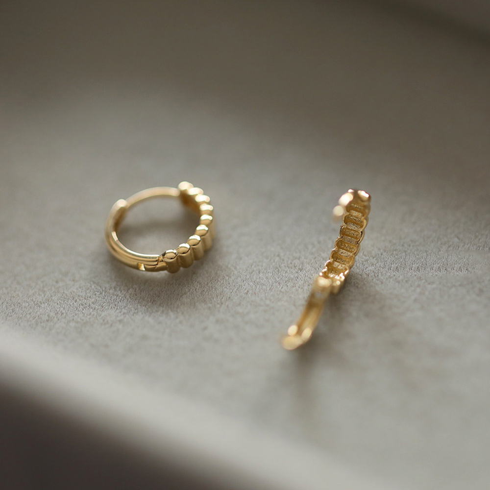 9K gold horizontal stripe ear hoop