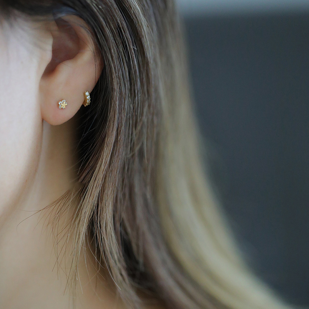 9K gold double-layer star-shaped stud earrings