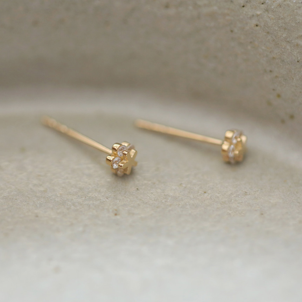 9K gold double-layer star-shaped stud earrings