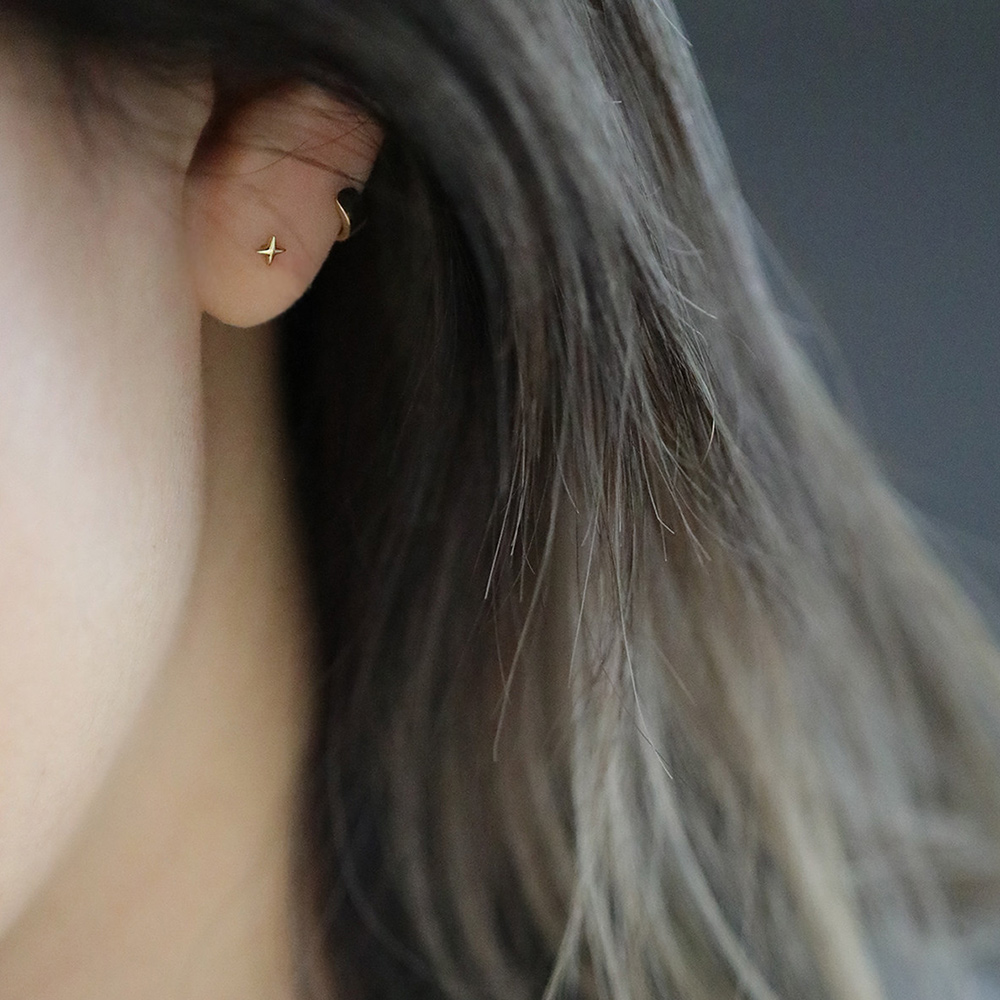 9K Gold Mini Star Sparkle Earrings