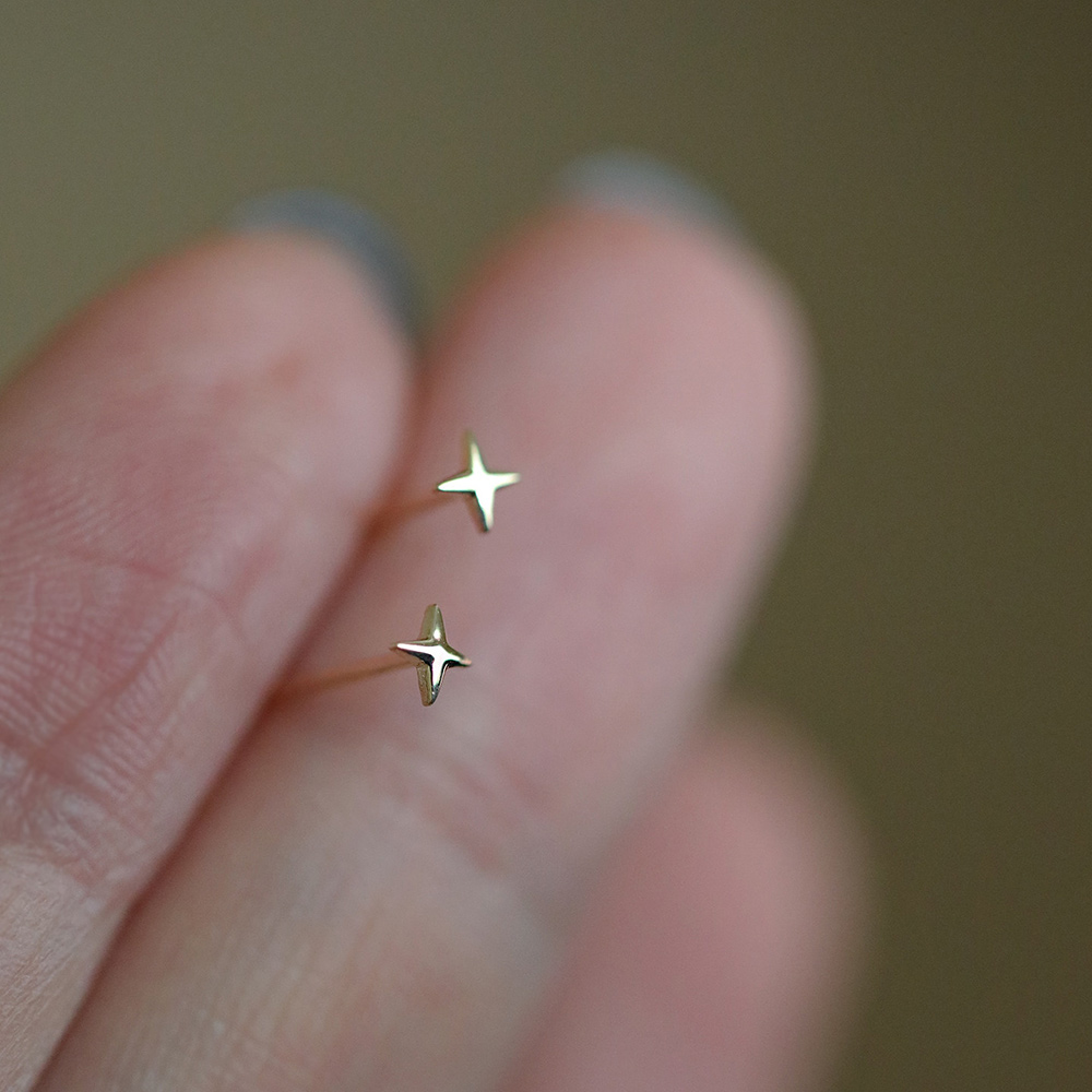 9K Gold Mini Star Sparkle Earrings