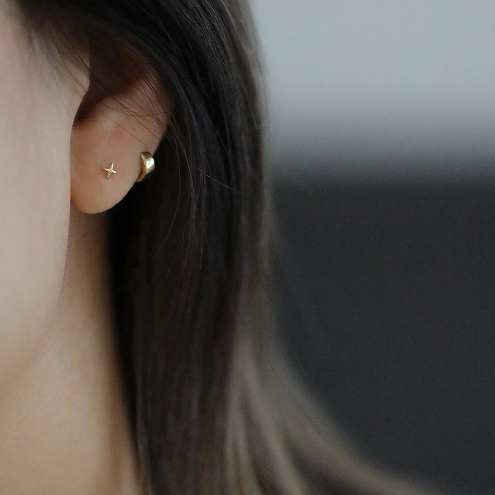 9K Gold Mini Star Sparkle Earrings