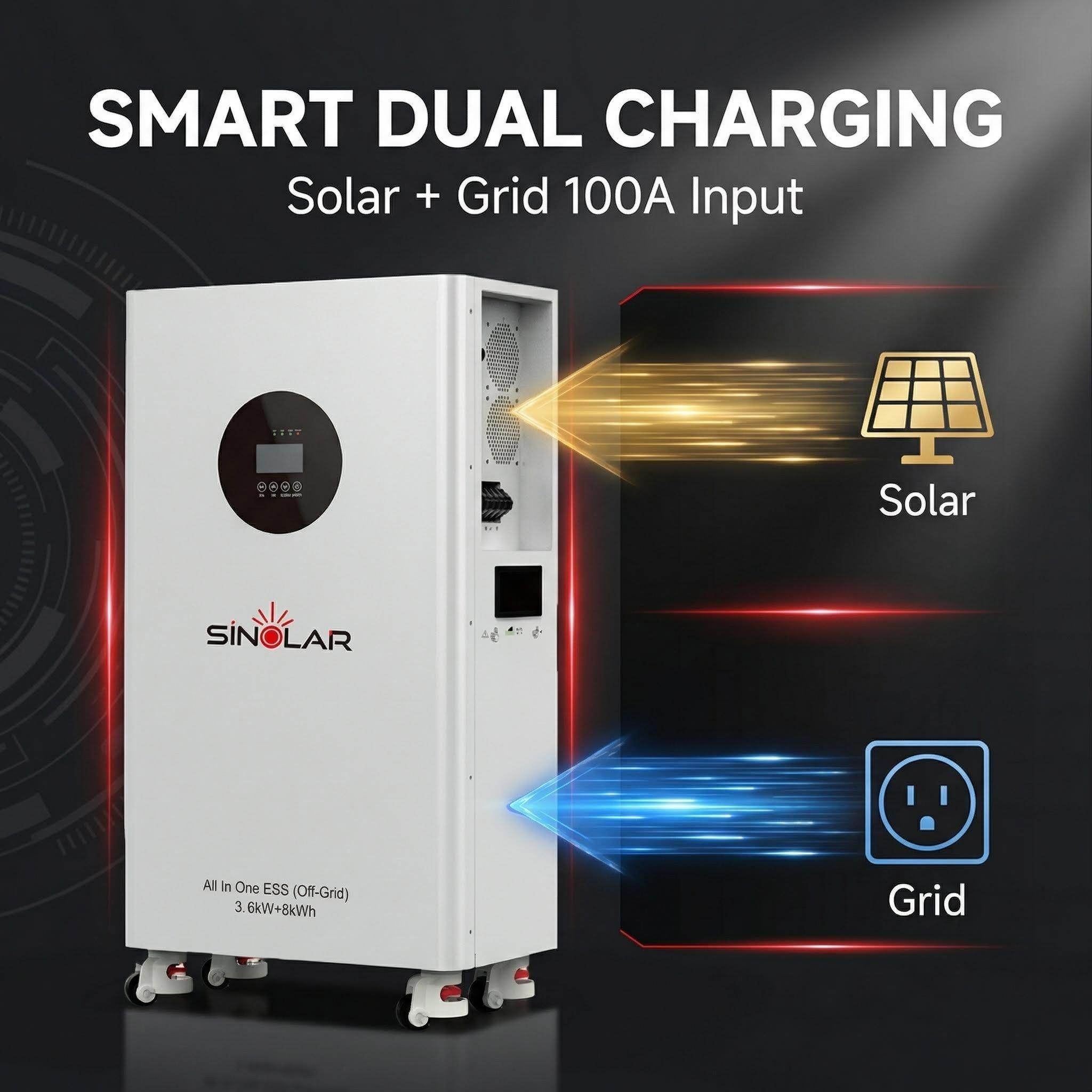 Sinolar 8000Wh Solar Generator All in One with 3600W Inverter, 8000Wh Lithium Battery ESS