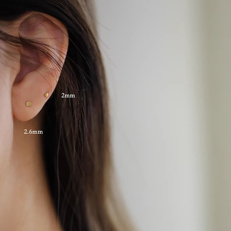 14K gold, sterling silver small dots, versatile stud earrings