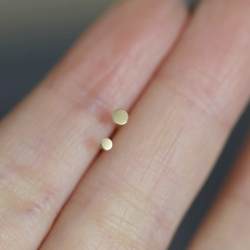 14K gold, sterling silver small dots, versatile stud earrings