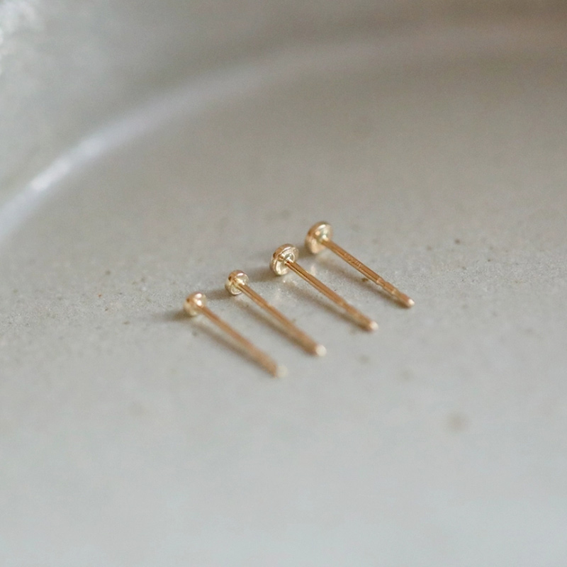 14K gold, sterling silver small dots, versatile stud earrings