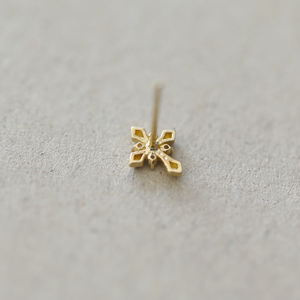 9K gold cross star stud earrings