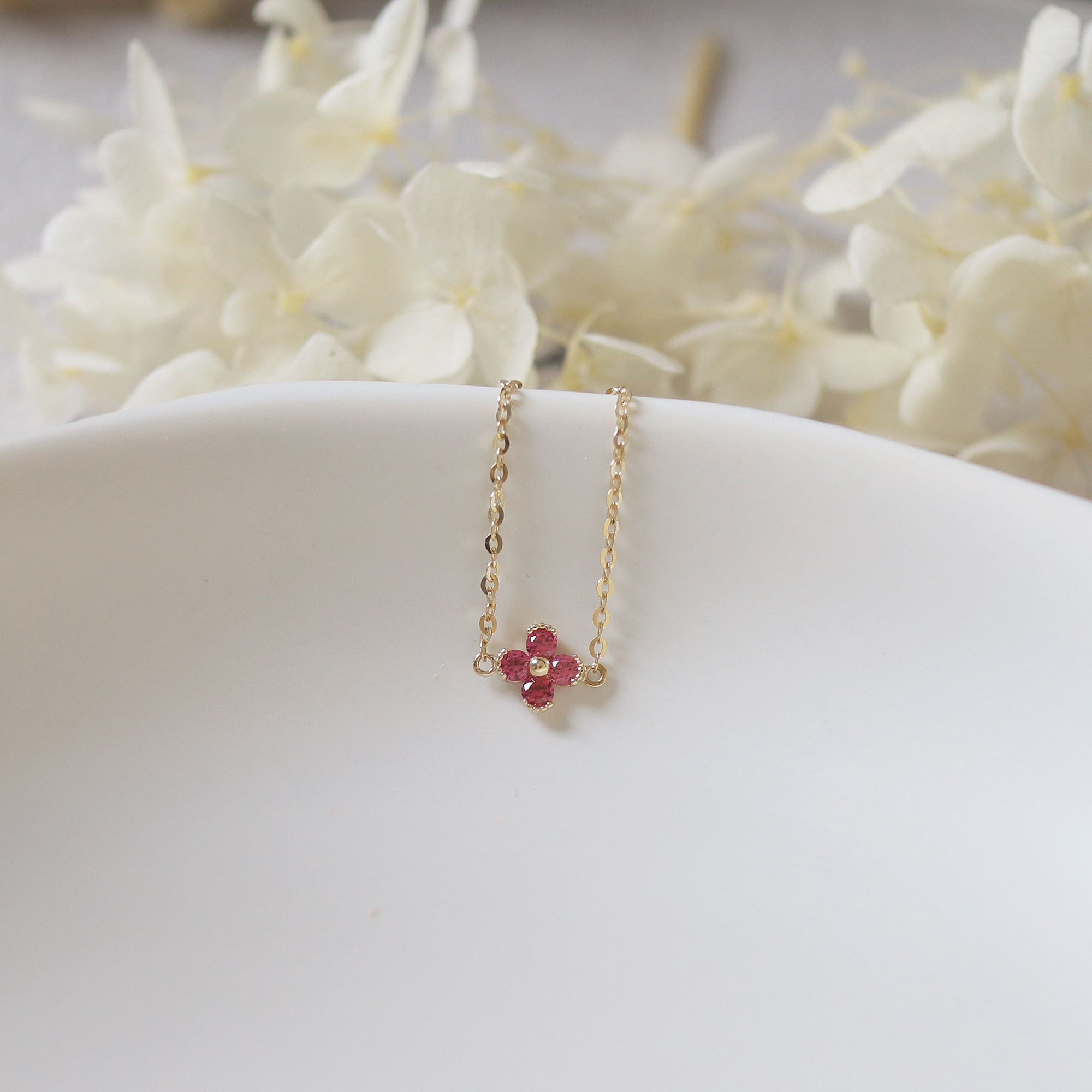 14K gold rose petal chain ring - adjustable size