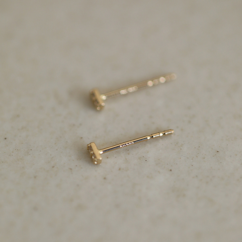 14K gold two-diamond stud earrings