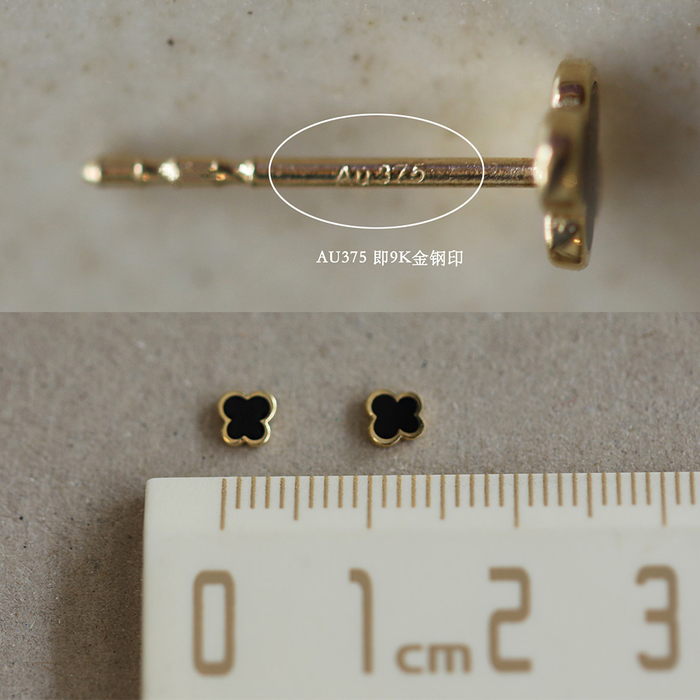 9K gold minimalist mini black exquisite small butterfly