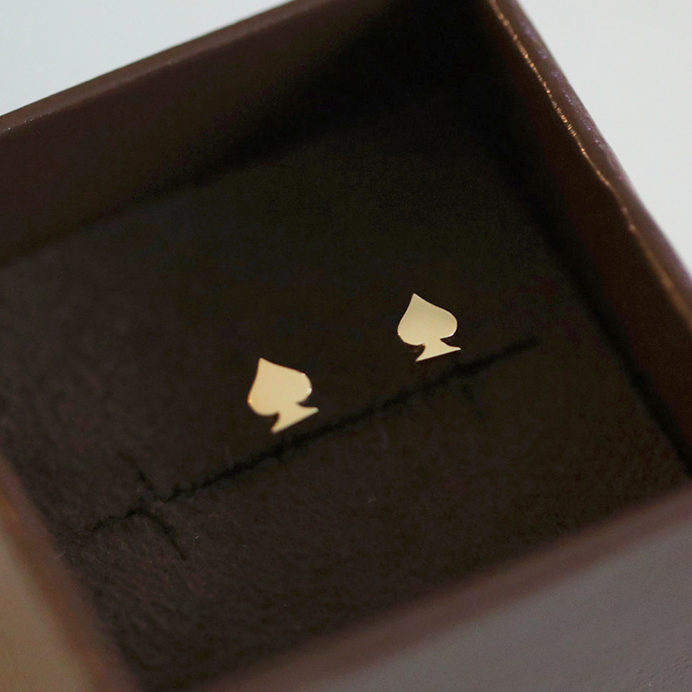 K Gold Mini Club Card Design Elegant and Simple Daily K Gold Earrings - Stylish Commuting and Versatile Ear Accessories